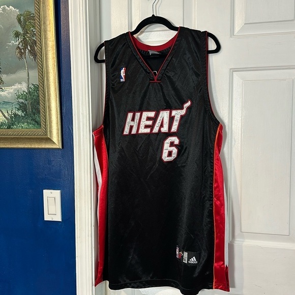 Men’s Adidas Miami Heat Lebron James #6 Basketball Jersey Shirt Size 56 2XL - Picture 1 of 10